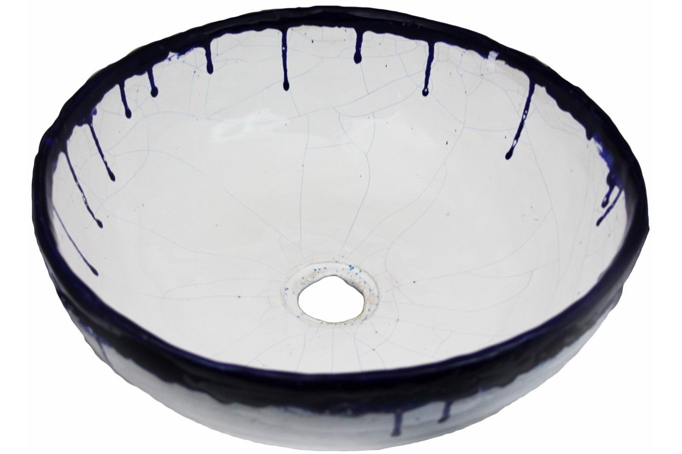 Ręcznie wykonana umywalka ceramiczna Alicja – Okrągła, dekoracyjna umywalka nablatowa 39 x 14 cm | Ekskluzywna umywalka łazienkowa