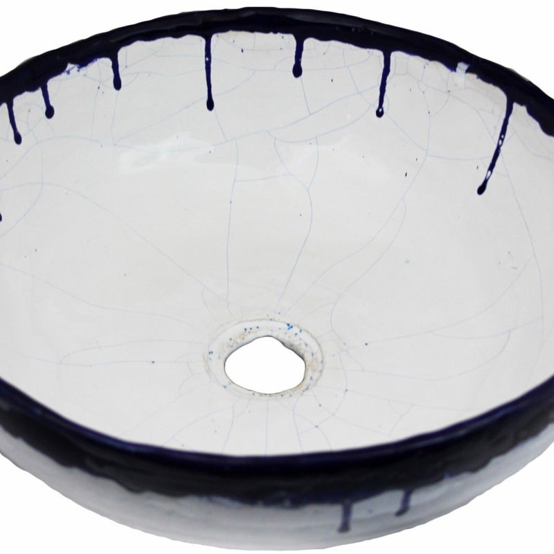 Ręcznie wykonana umywalka ceramiczna Alicja – Okrągła, dekoracyjna umywalka nablatowa 39 x 14 cm | Ekskluzywna umywalka łazienkowa