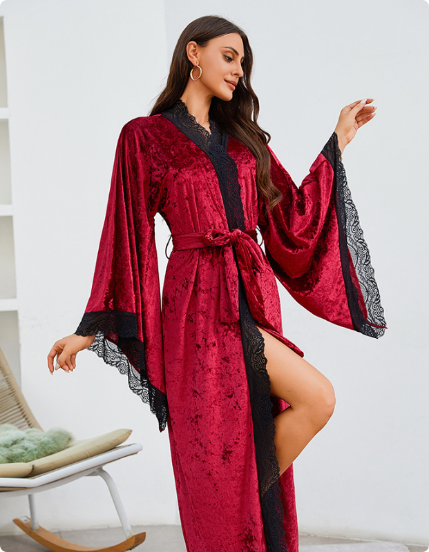 Peignoir de bain kimono en satin et soie pour femme - 4