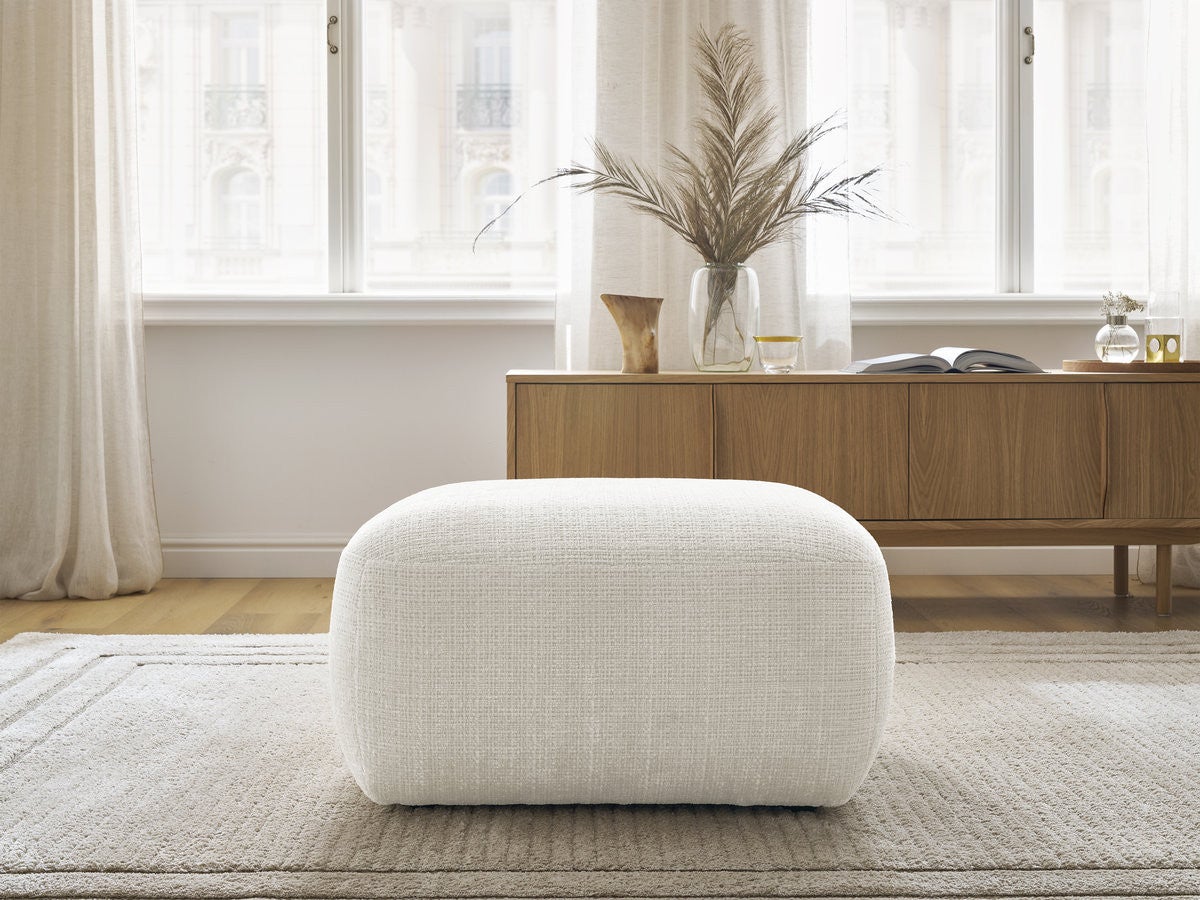 Pouf DENISE tissu texturé BOBOCHIC 1 place Blanc | Leroy Merlin