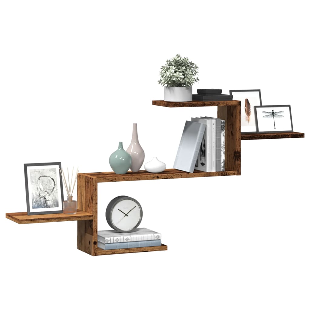 Étagère murale | Étagère flottante | Étagères de rangement vieux bois 104x15x49 cm bois d'ingénierie CFW97612 - 3