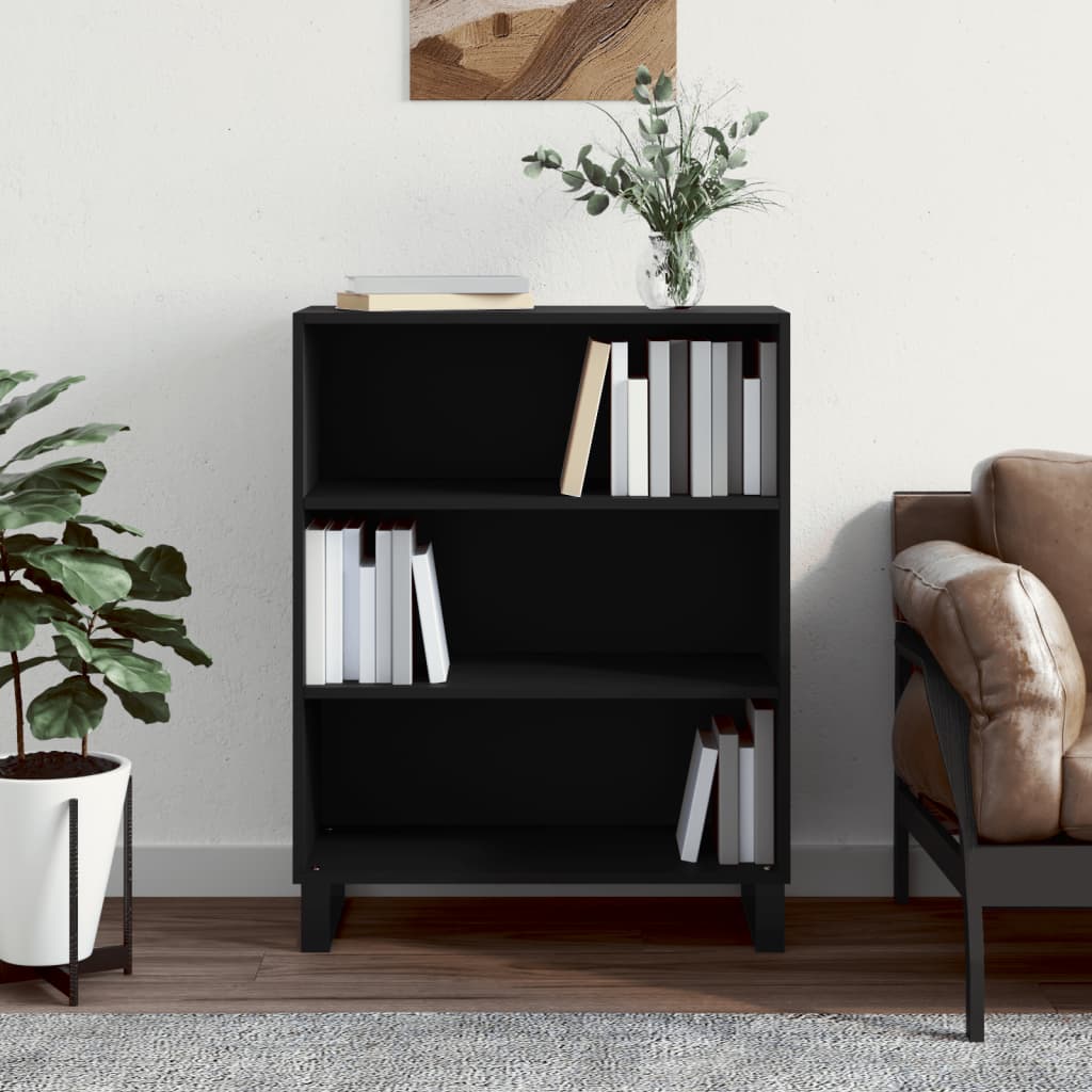 Estantería De 3 Niveles URBNLIVING - Madera Negra, 90x60x29 Cm, Para Almacenamiento O Decoración, Fácil Montaje