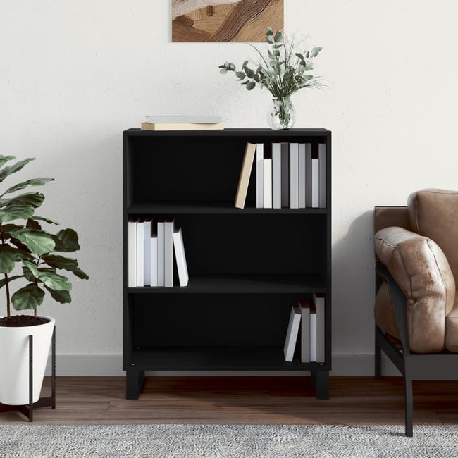 Estantería De 3 Niveles URBNLIVING - Madera Negra, 90x60x29 Cm, Para Almacenamiento O Decoración, Fácil Montaje