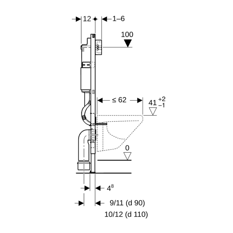 Geberit Ensemble bâti-support Duofix UP100 + réservoir pour WC 112 cm (458.103.00.1) - 3