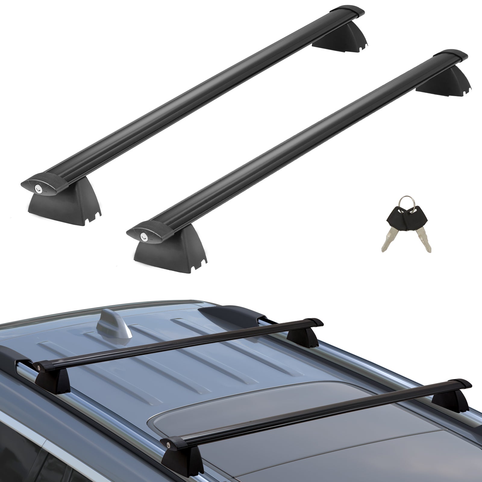 Barres de toit transversales Alu pour Jeep Avenger 2023-2026 TÜV 75 kg Gris 2Pcs