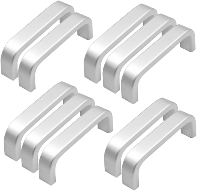 Zestaw 10 małych aluminiowych uchwytów do szafek kuchennych, szuflad, sypialni (64 mm)