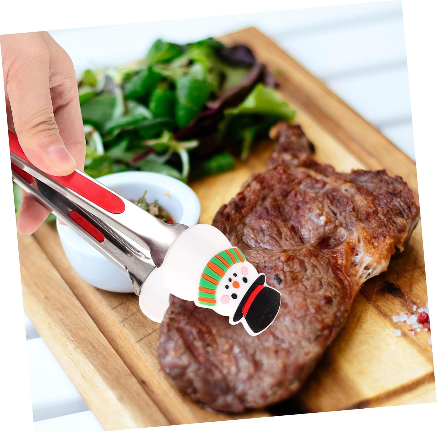 Zestaw 4 szczypiec kuchennych ze stali nierdzewnej – z antypoślizgowym silikonem, odporny na ciepło – do grillowania, serwowania w bufecie i na Boże N - 4