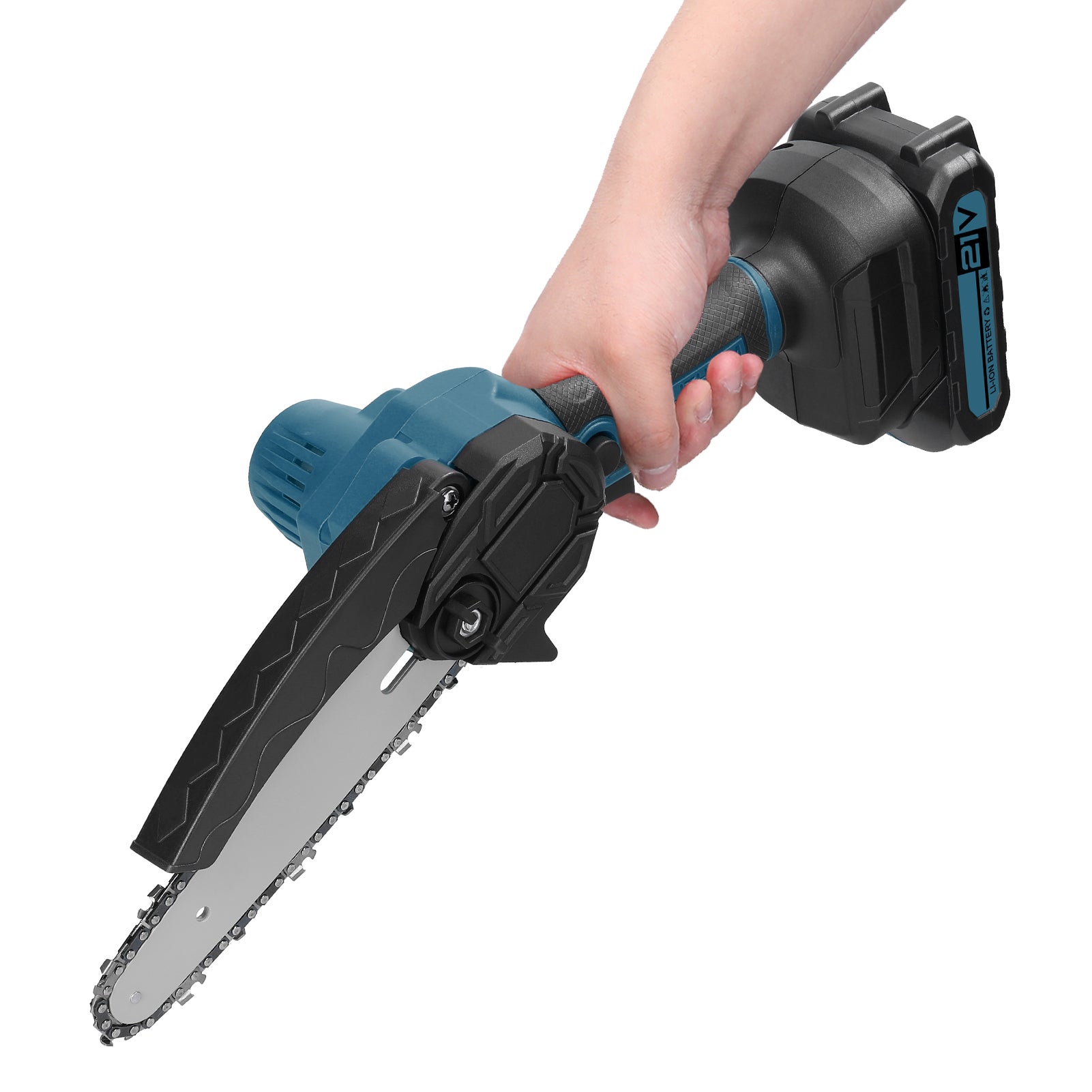 Tronçonneuse électrique portable 21 V 6 pouces, petite tronçonneuse à bois, moteur à balais, outil de travail du bois à une main, adapté au jardinage - 9