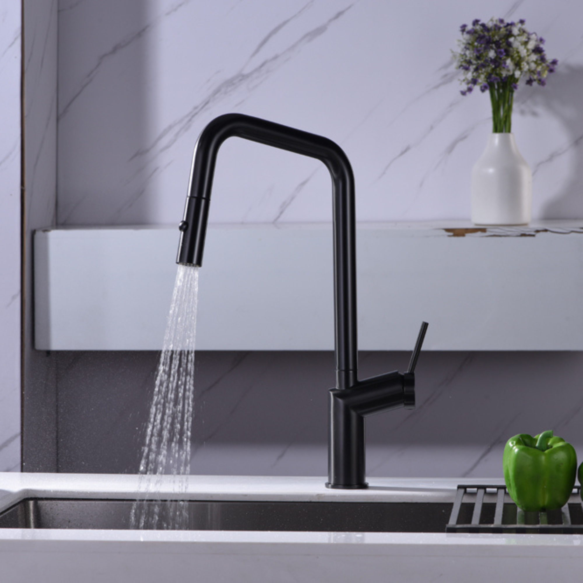 IMEX - Rubinetto estraibile per cucina | Rubinetto monocomando per lavello con diffusore | Rubinetto per cucina con maniglia flessibile - 7