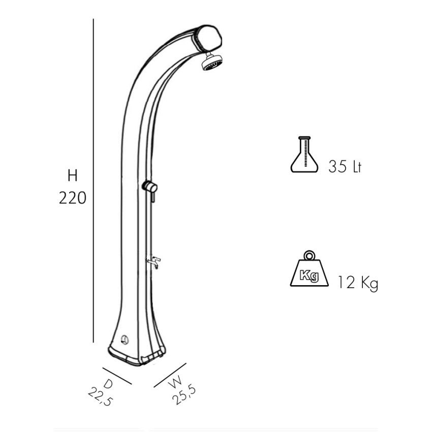 Doccia solare da giardino Happy XL Arkema 35 Lt > Antracite - 9