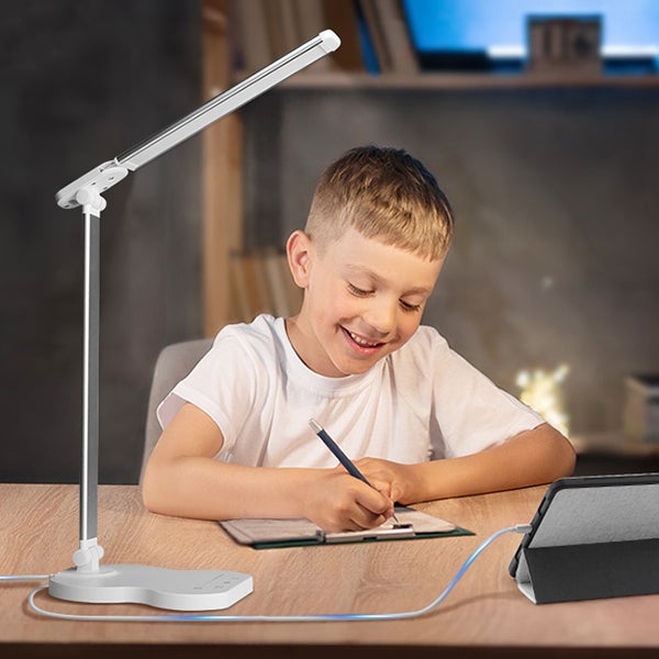 Lámpara de escritorio LED con 5 colores y 10 niveles de brillo, lámpara de lectura con temporizador de 45 minutos, lámpara de mesa LED táctil - 8