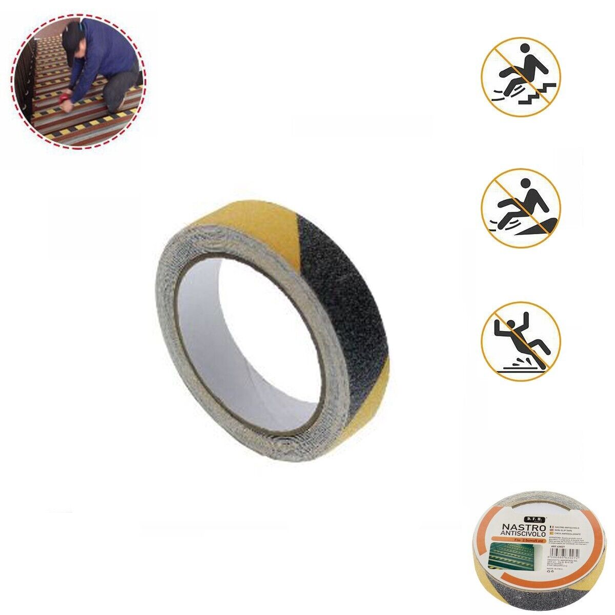 Ruban Antidérapant Guuzi - 5cm X 20m Adhésif Abrasif Pour Escaliers, Sols | Intérieur/Extérieur, Sécurité Anti-Glisse - Vert