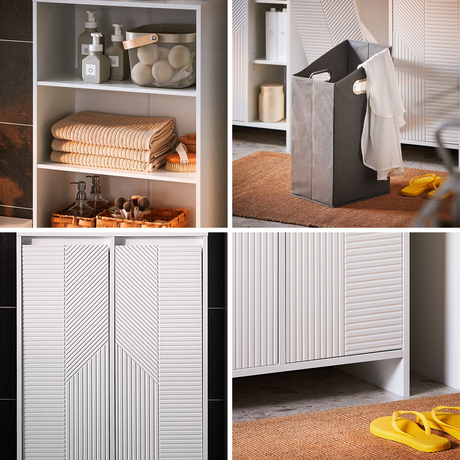 Armario Alto de Baño Ancho con Cesto para Ropa Sucia BZR155-W SoBuy ES - 8