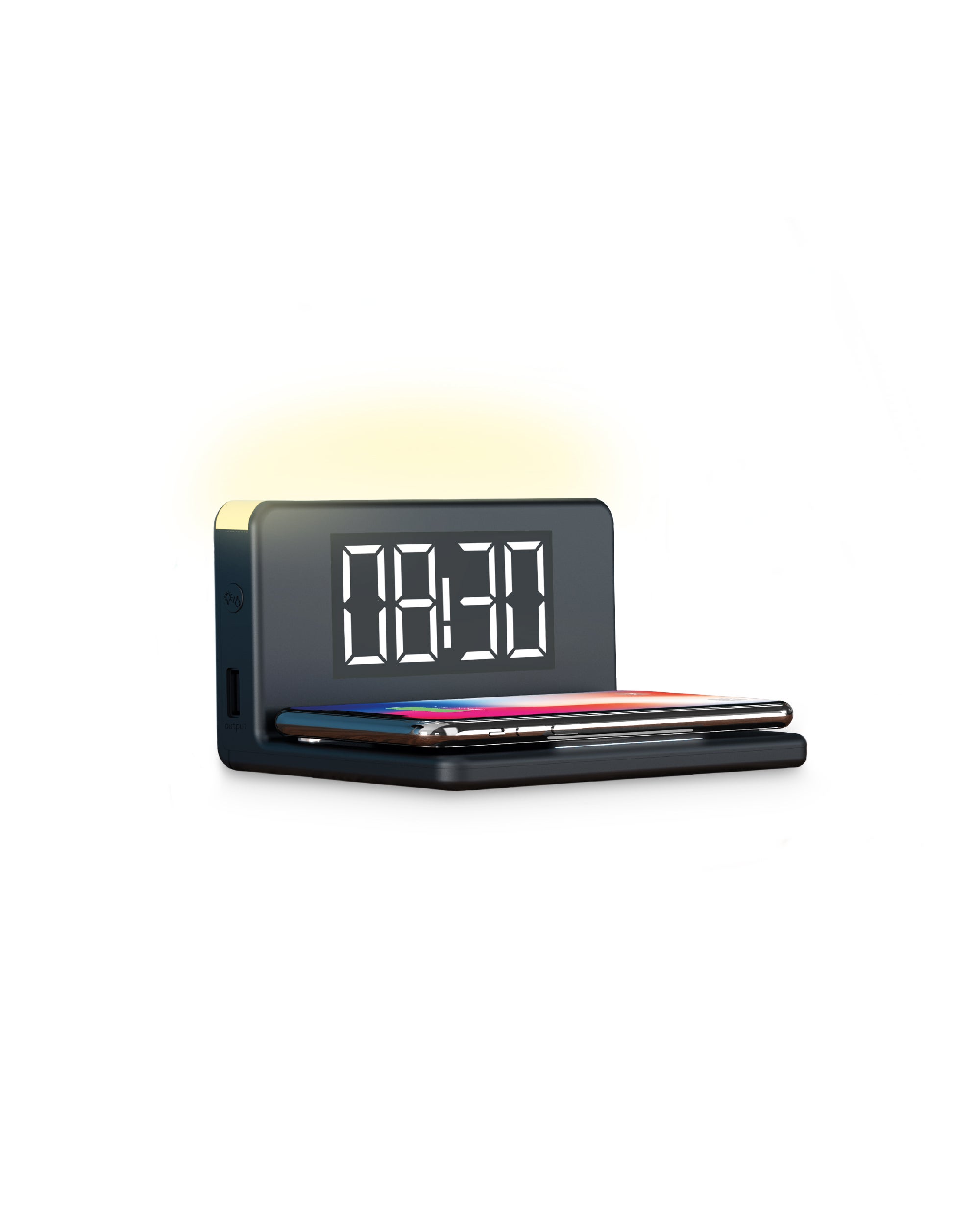 Réveil Chargeur Sans Fil 15W - Horloge LED Numérique Avec Alarme - Design Rond Compact - Pour Table De Chevet Ou Bureau