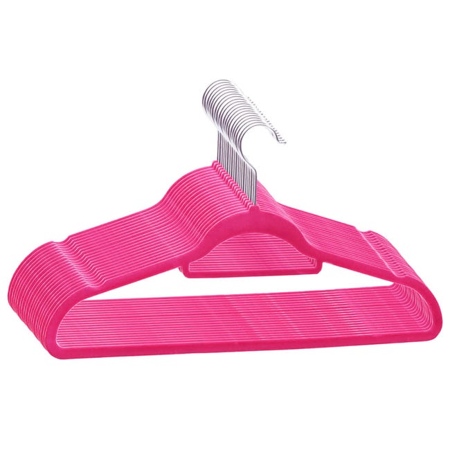 10 Grucce In Velluto Antiscivolo Con Gancio Girevole 360° – Salvaspazio, Robusti, Colore Rosa, 16,5 X 8,5 Cm