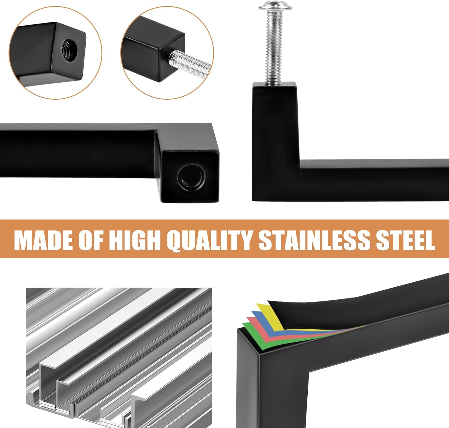 Lot De 20 Plein Poignee De Meuble Cuisine Entraxe 128mm Noir Acier