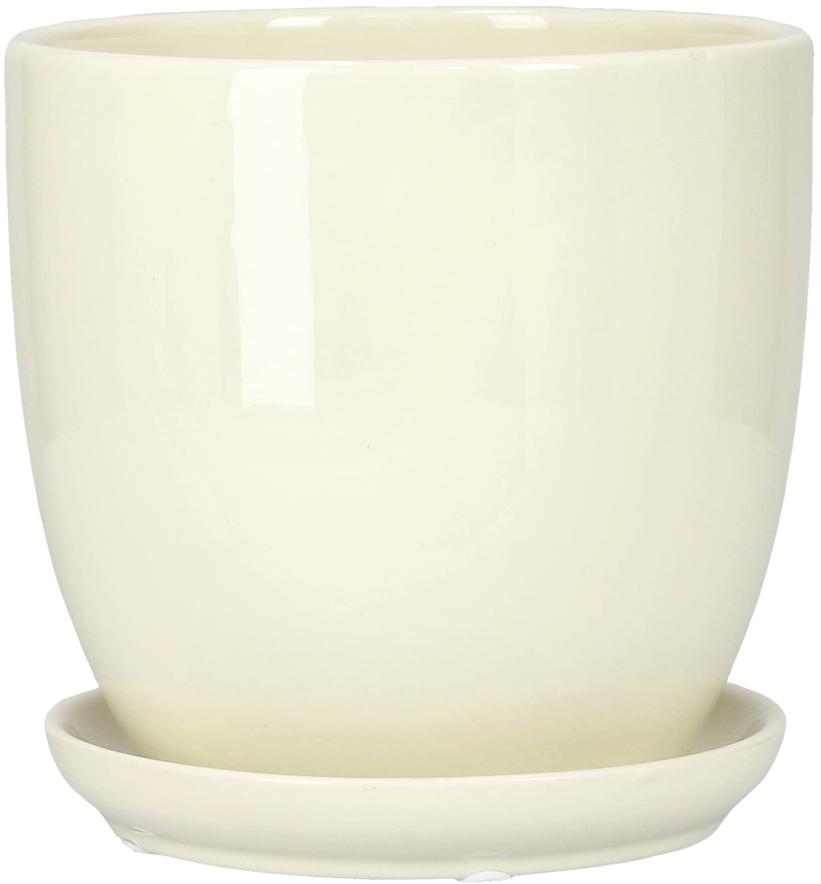 Zestaw 2x donica doniczka podstawka ø20 ceramiczna szkliwiona kwiaty biała - KOTARBAU - 8