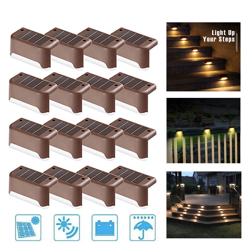 16 sztuk Solar Bridge Light Outdoor Step Light Wodoodporna lampa schodowa LED Solar Staircase Lamp For Railing Stairs Step Fence Yard Decoration