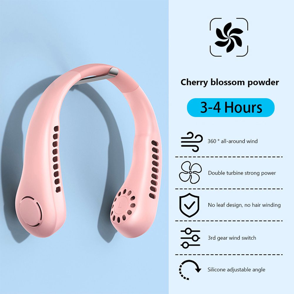 Ventilateur De Cou Portable Sans Pales - 3 Vitesses, Flux D'air 360°, Rechargeable USB-C - Pour Bureau, Extérieur, Voyage - 10