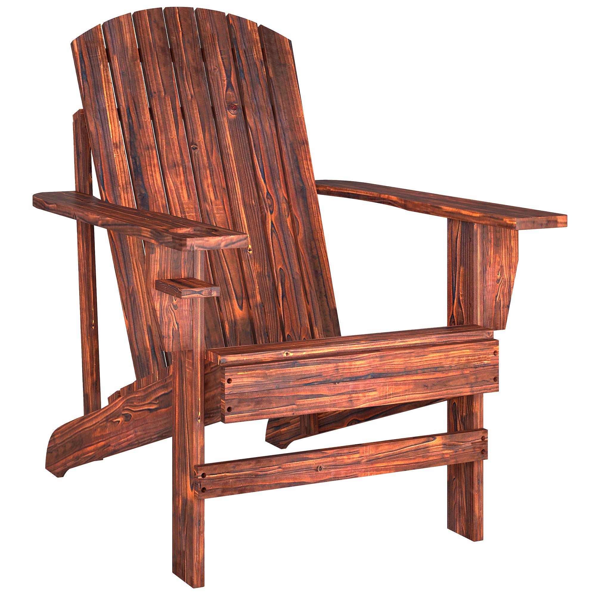 Cadeira Adirondack de Jardim Outsunny Castanho Rústico Madeira de Abeto 72.5x97x93cm - 2