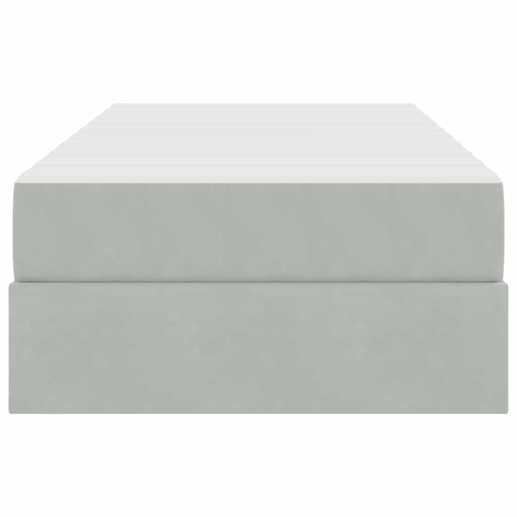 Lit avec rangement et matelas, en velours gris clair, pour la chambre, 90 × 190 cm - 7