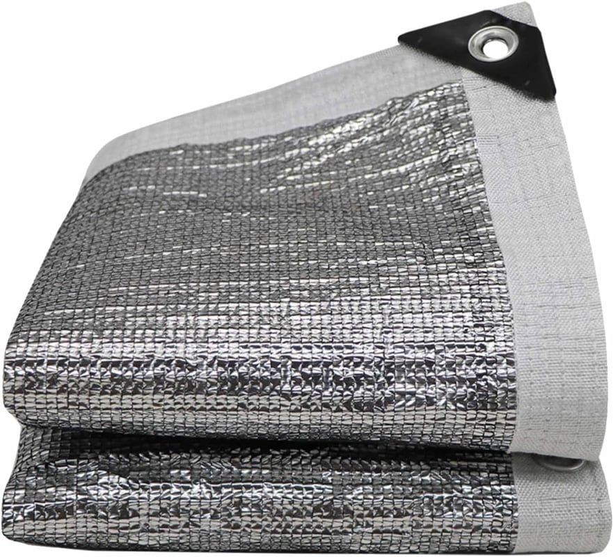 Żagiel przeciwsłoneczny aluminiowy o współczynniku odbicia 99% - pokrowiec na parasol z siatką na oczka - 1 x 4 m siatka przeciwsłoneczna z tkaniny