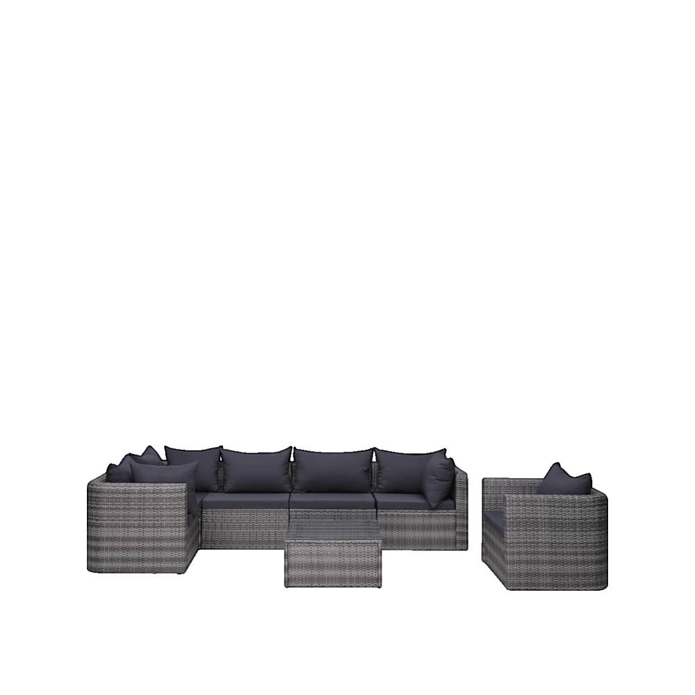 Salon bas de jardin en Rattan synthétique Gris 6 personnes - 3