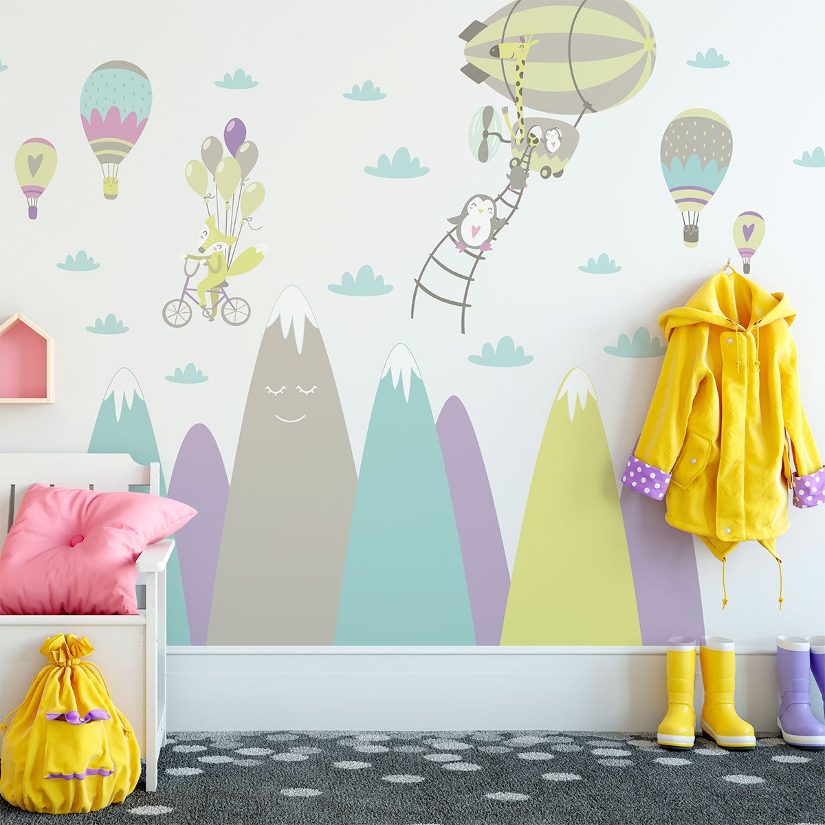 Adesivo di montagna scandinavo animali fantastici - Sticker adesivo - adesivi murali - 40x60cm - 6