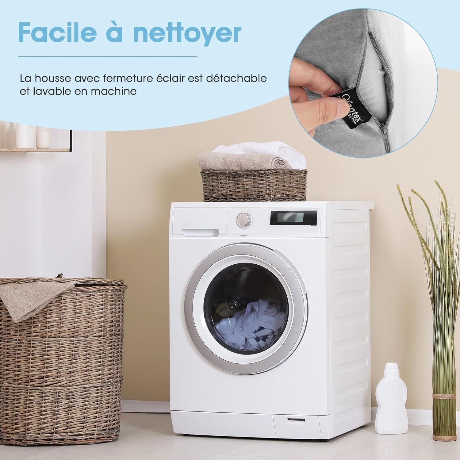 Cuscino a Cuneo per Letto e Divano, Cuscino con Design Curvo unico e Fodera Lavabile, Cuscino a Cuneo Ergonomico in Spugna, per Camera da Lett - 6