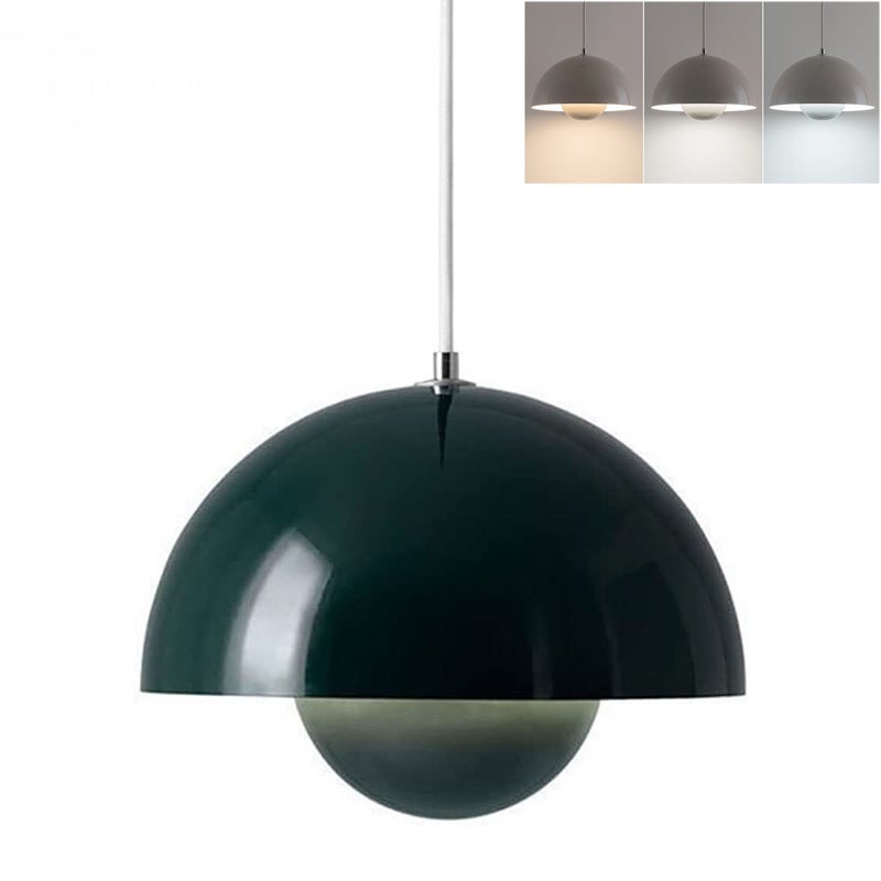 Żyrandol, nowoczesna lampa wisząca, wisząca lampa sufitowa z żarówką, oprawy oświetleniowe do wnętrz, 3 temperatury barwowe, 23 cm (zielony)