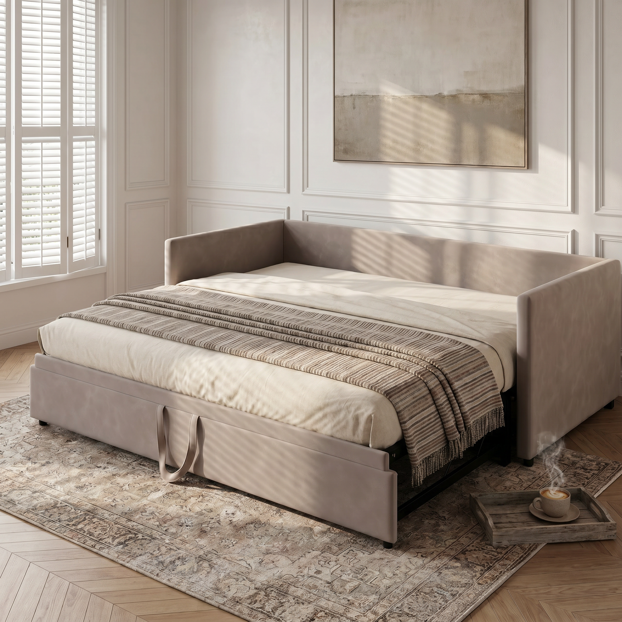 Canapé-lit extensible 90/180 x 200cm 2 Places, canapé convertible rembourré avec sommier à Lattes, velours, gris, sans matelas - 9