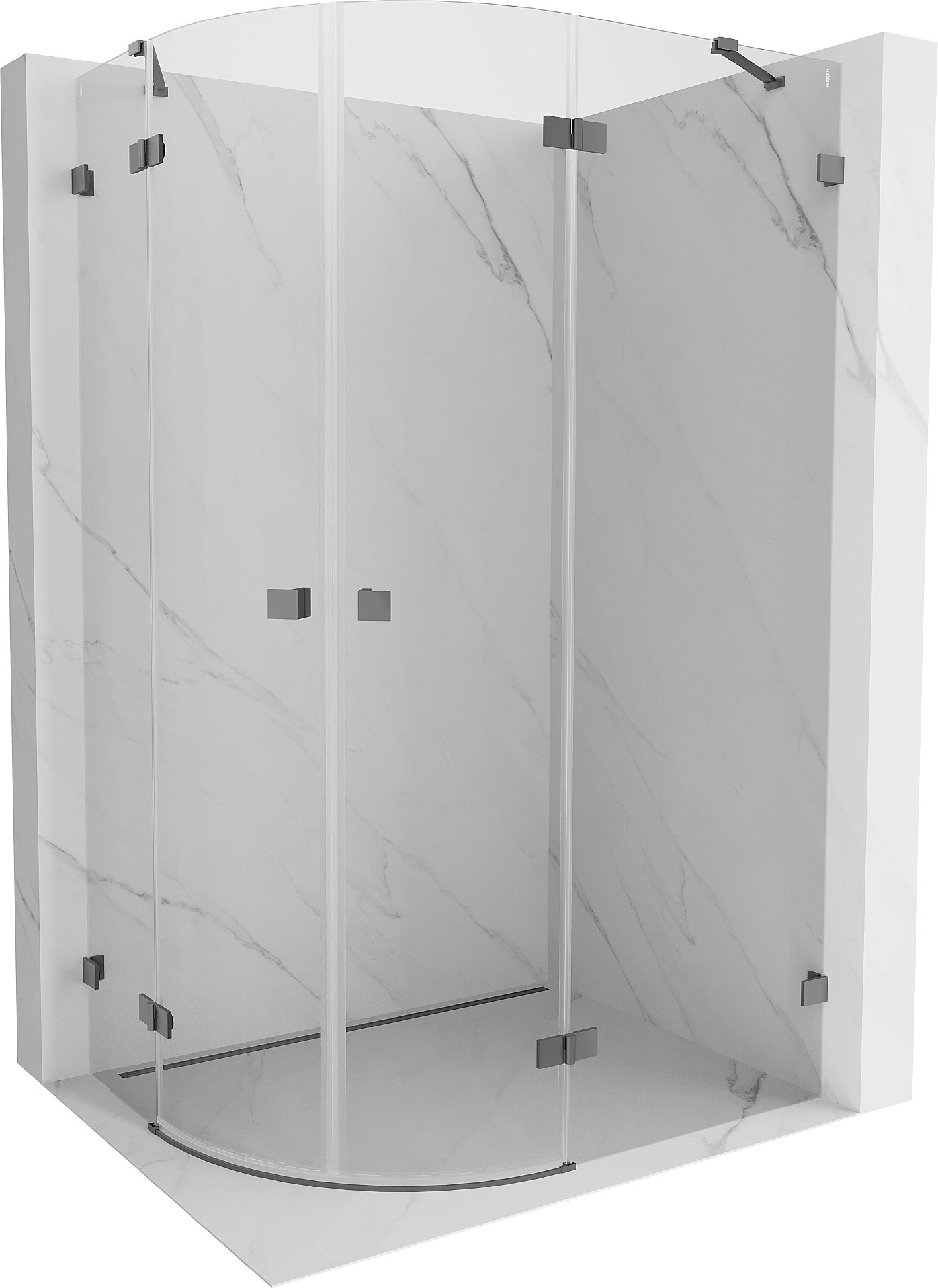 Mexen Lunar kabina prysznicowa półokrągła uchylna prawa 90 x 70 cm, transparent, gun metal - 833-090P-070L-95-00
