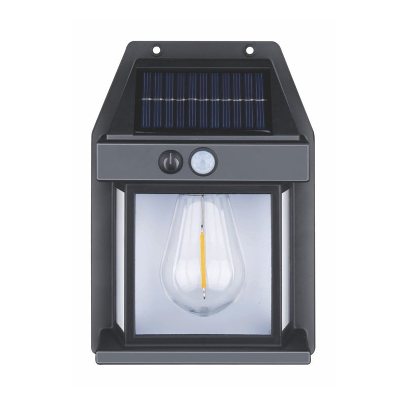 Solarny kinkiet zewnętrzny z czujnikiem zbliżeniowym. Ciepłe światło 3000K