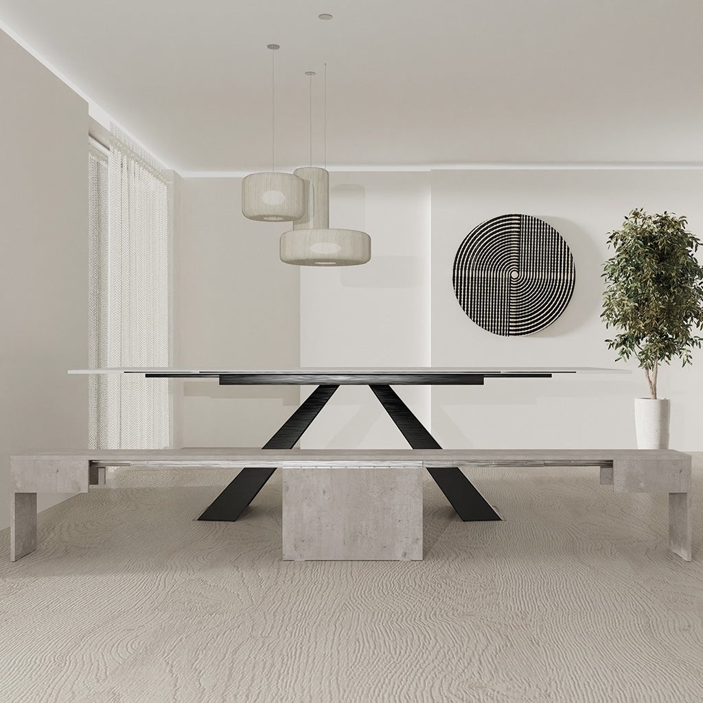 Panca allungabile con porta allunghe 65x25xh45 cm Cemento Chiaro - 2