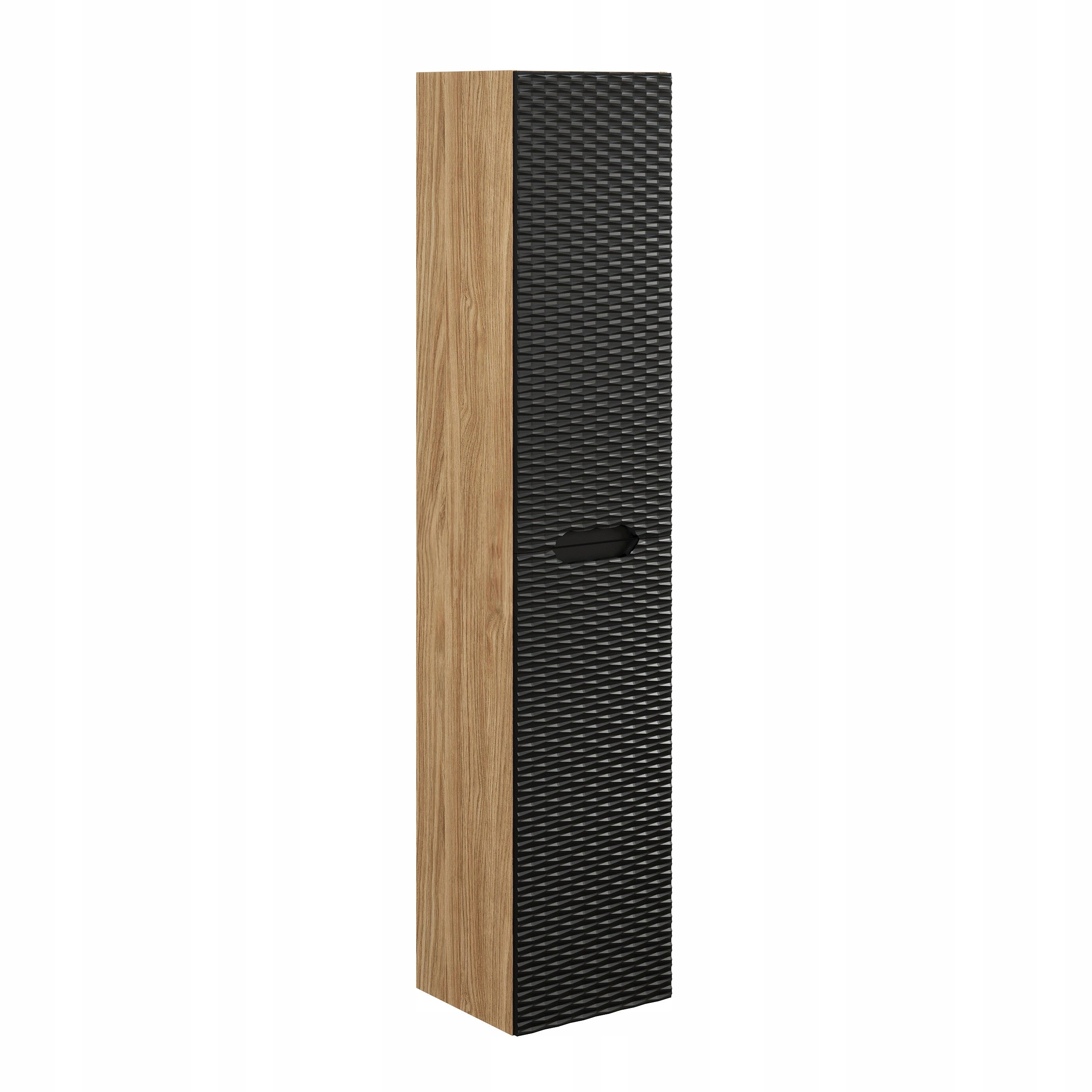 Słupek łazienkowy OCEAN 170 cm czarny dąb olejowany front 3D MDF wiszący - 6