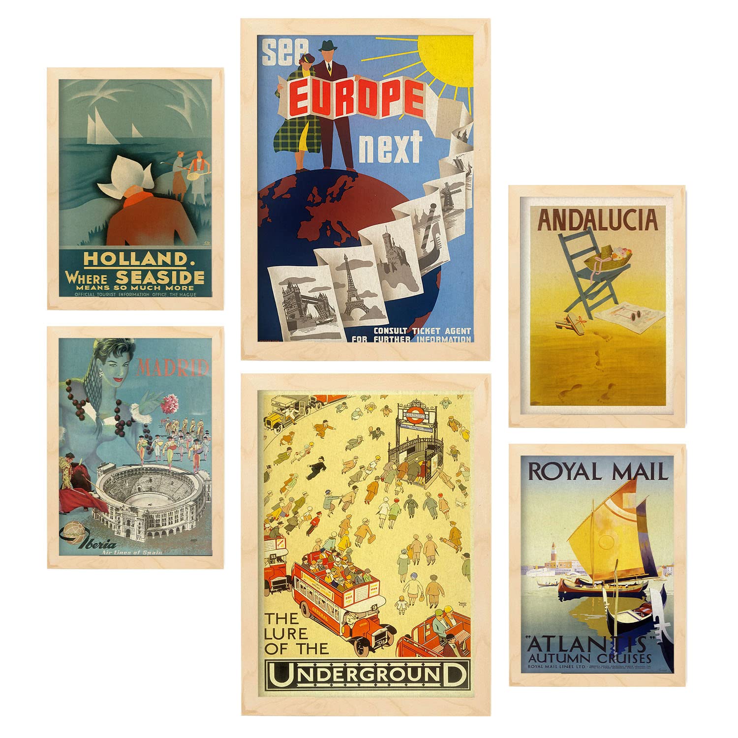 Nacnic posters de europa ilustraciones a todo color de imágenes publicitarias antiguas de todo el mundo para la a4 & a3 marcos color madera