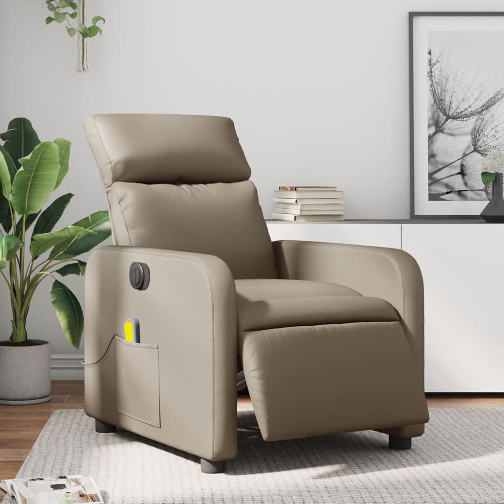 Fauteuil de Salon | Chaise | Fauteuil de massage inclinable électrique cappuccino similicuir CFW802906 - 2