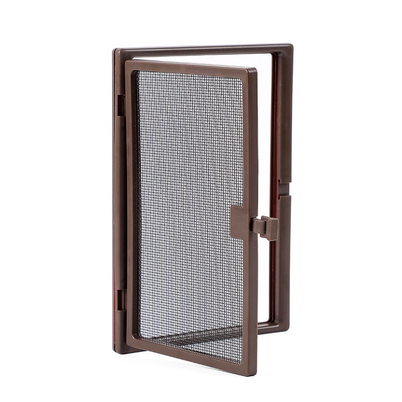 Małe okienko do moskitiery, małe okienko do klamki okiennej otwieranej na zewnątrz, 20 x 16,5 cm, brązowe