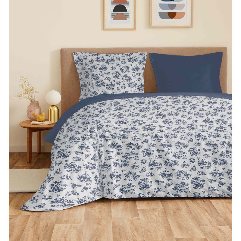 COTON PUR Parure de draps 4 pièces Vanessa pour lit 160 x 200 cm Grande Largeur (Louise Romarin