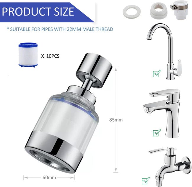 Zerodis Estensore regolabile per rubinetto a prova di spruzzi, filtro ugello girevole per lavello da , prolunga per rubinetto a risparmio idrico (13 cm, grigio Zerodis Estensore regolabile per rubinetto a prova di spruzzi, filtro ugello girevole per lavello da , prolunga per rubinetto a risparmio idrico (13 cm, grigio