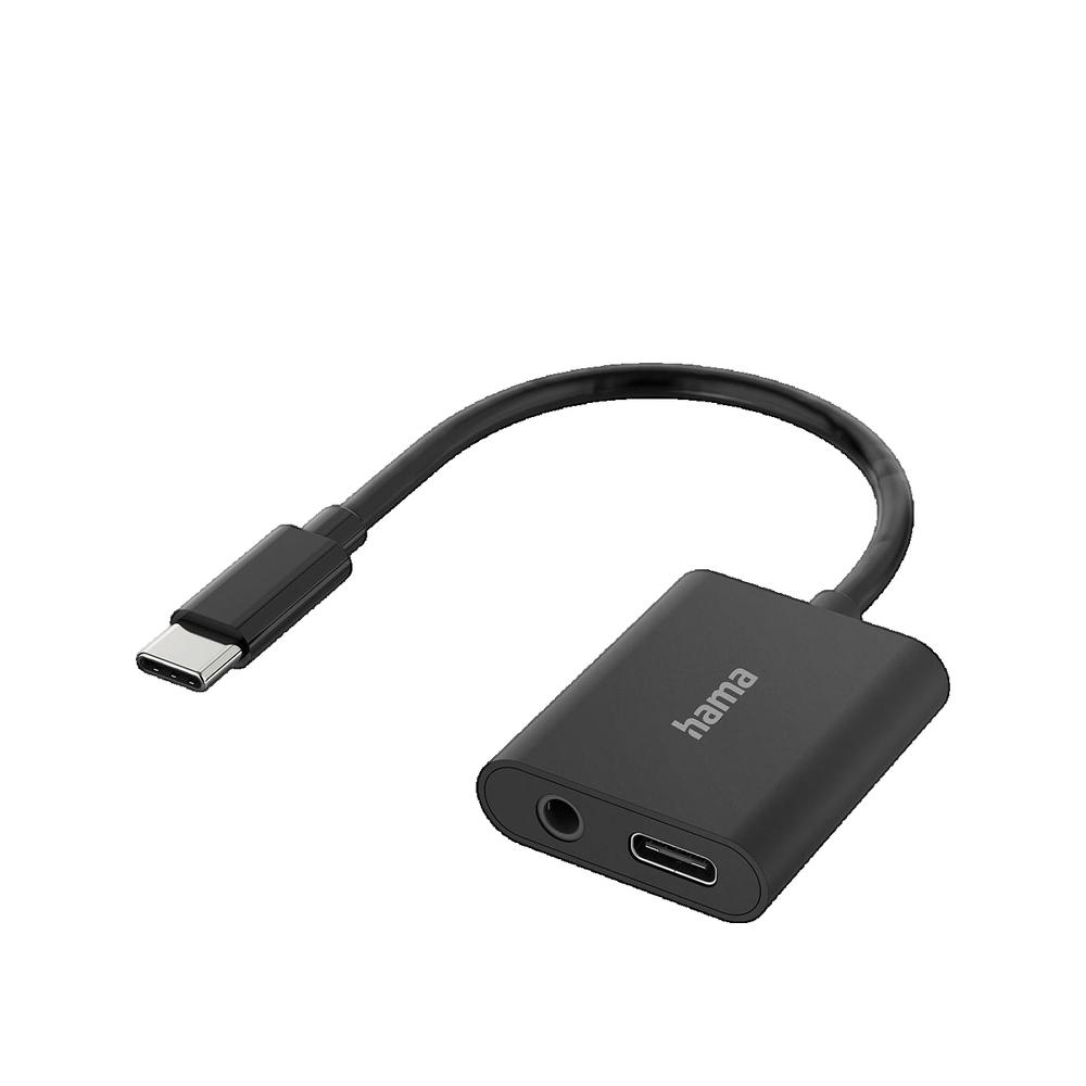 Hama , Adaptador Audio (Conecrir 2En1, Usb-C Macho/Jack 3,5 Mm Y Usb-C, Audio Y Carga) Negro , Leroy Merlin