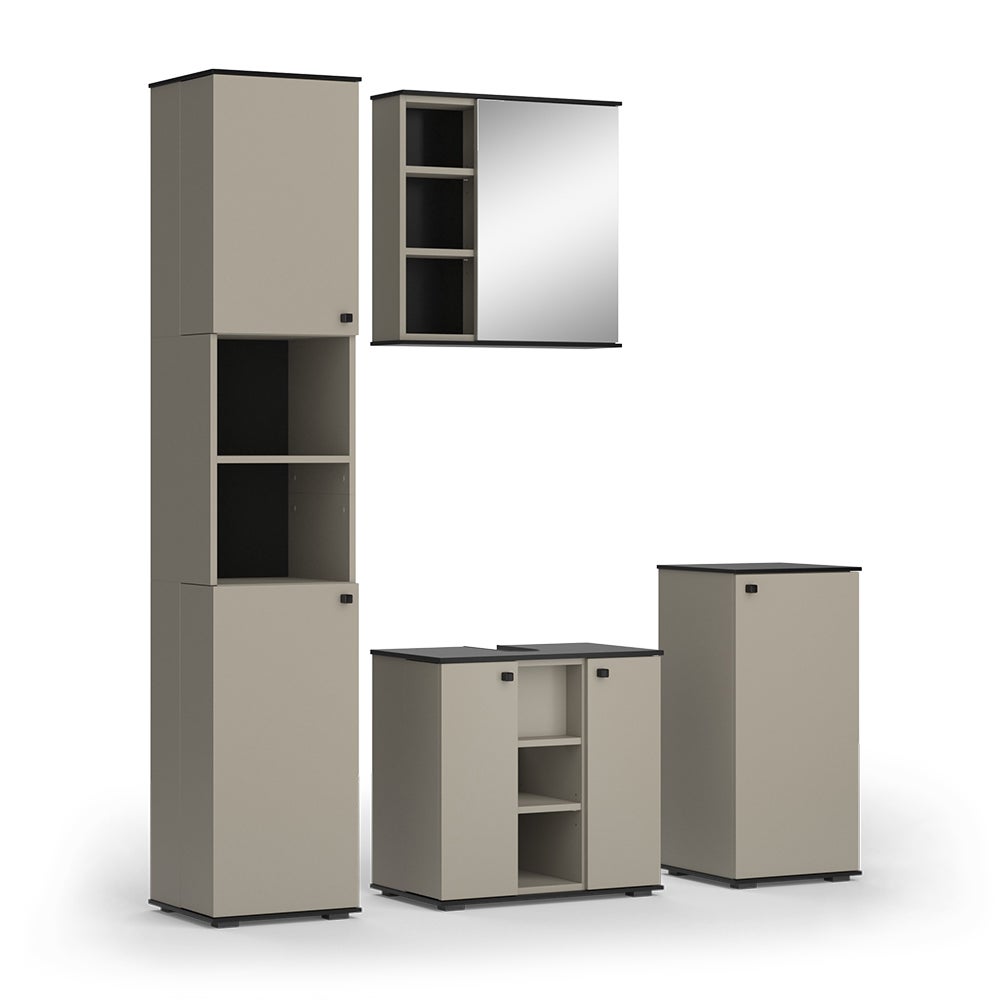 Vicco Zestaw mebli łazienkowych Joli, Szary, 4 sztuki, z jednostką wysoką i jednostką midi
