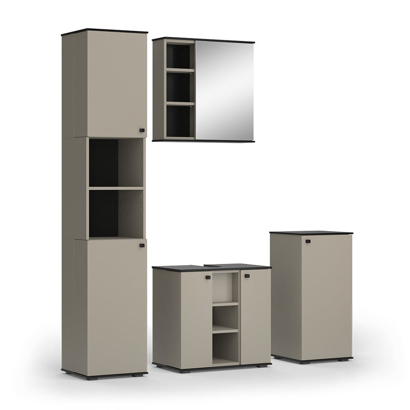 Vicco Zestaw mebli łazienkowych Joli, Szary, 4 sztuki, z jednostką wysoką i jednostką midi