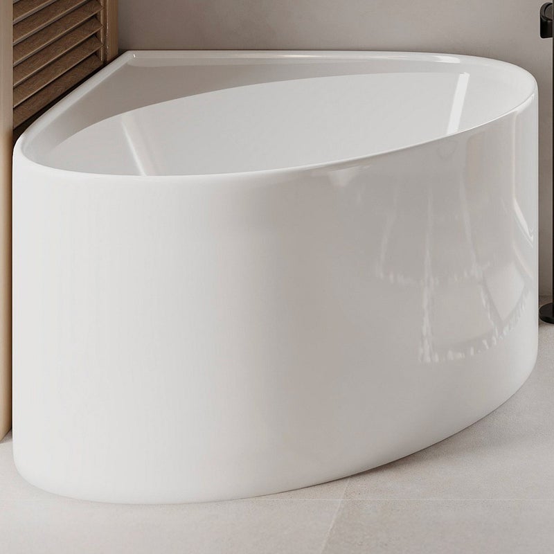 Wanna narożna owalna akrylowa - Biały z połyskiem - 176 l - 100 x 100 x 58 cm - MARTA