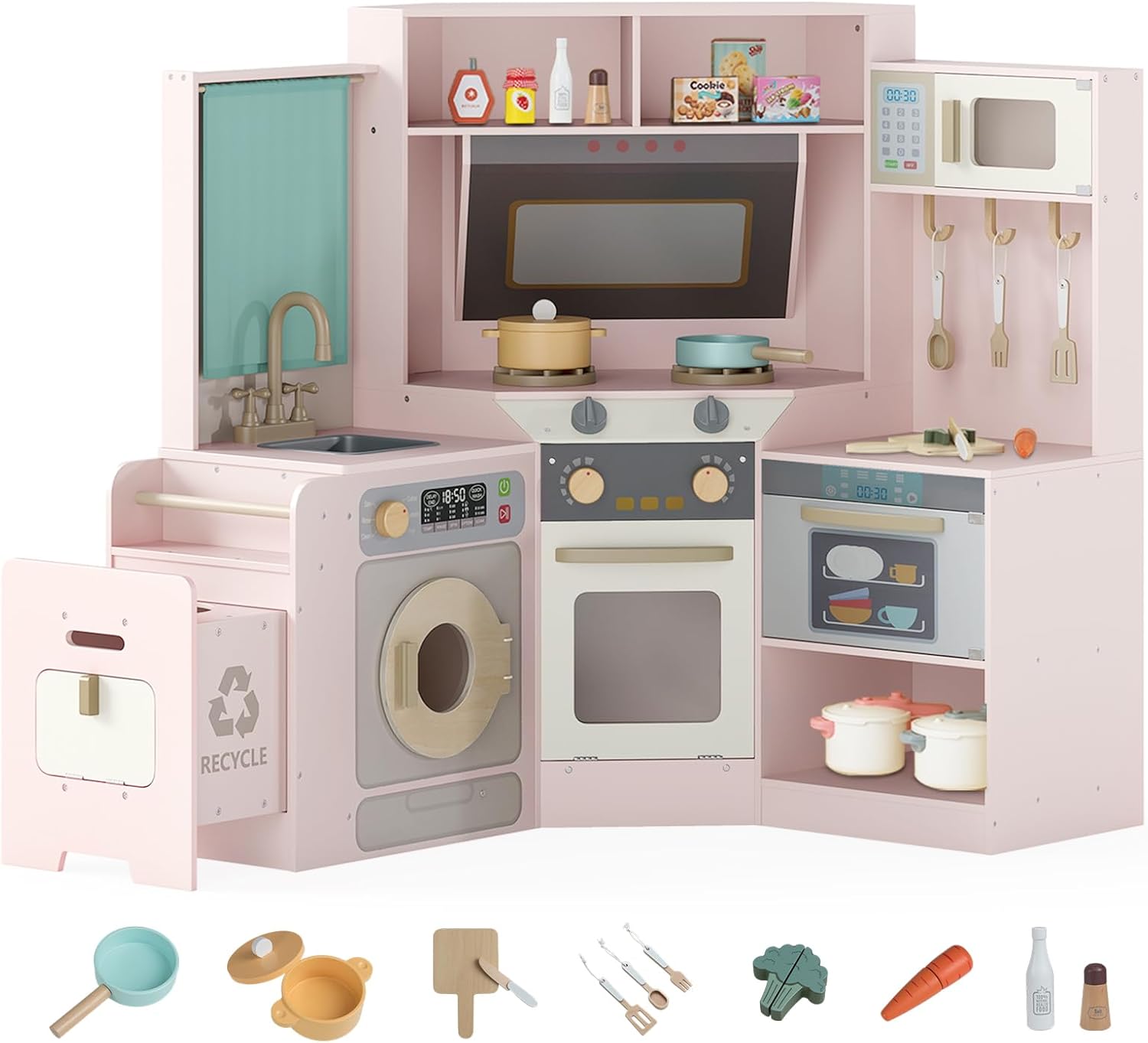 Cuisine En Bois Enfant, Cuisine D'angle Enfant Avec Poubelle Coulissante Evier Plaques De Cuisson Micro Ondes Lave Linge Accessoires Gris 98926990 Cuisine En Bois Enfant, Cuisine D'angle Enfant Avec Poubelle Coulissante Evier Plaques De Cuisson Micro Ondes Lave Linge Accessoires Gris 98926990