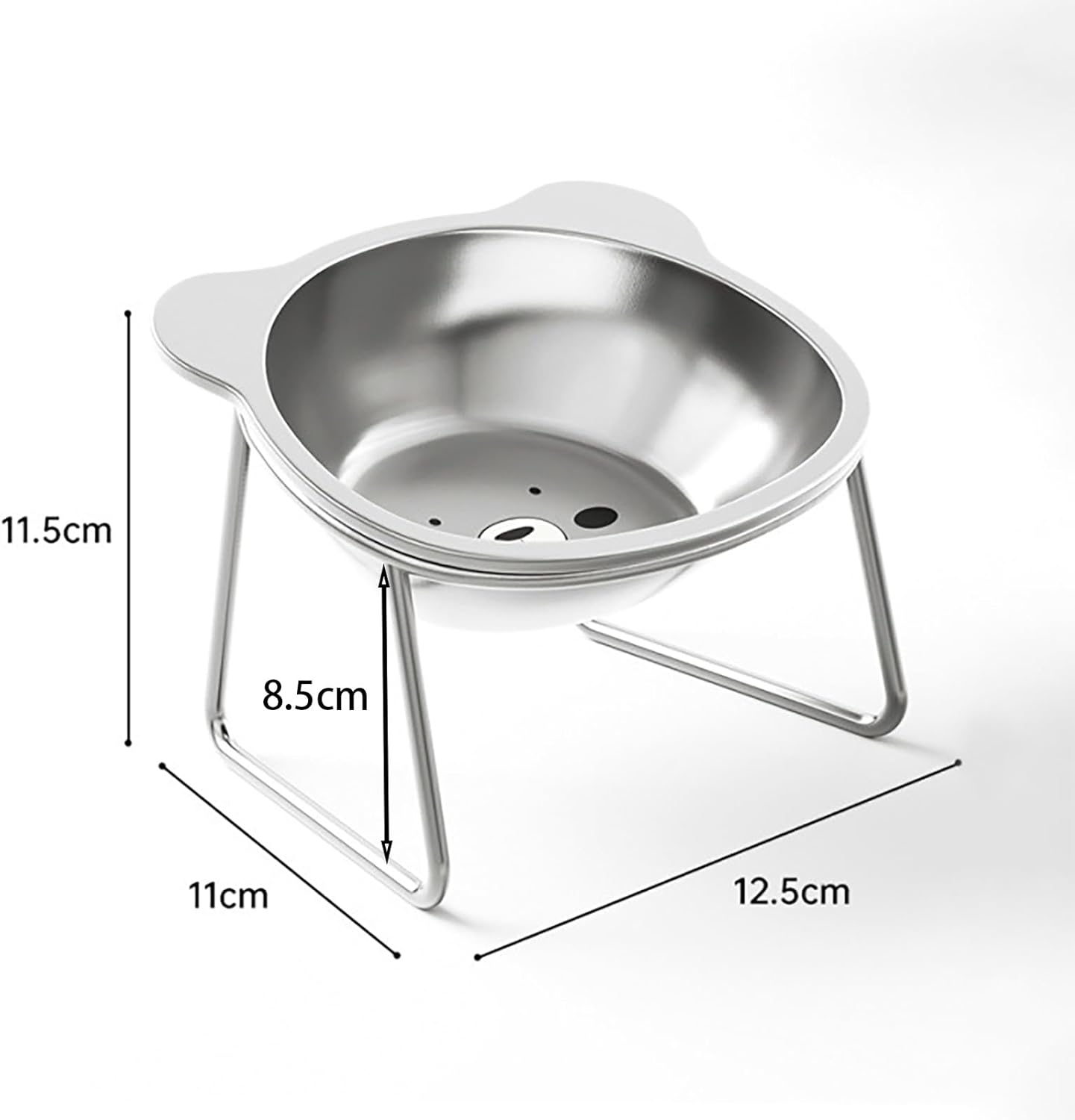 Gamelle surélevée à 15 degrés pour chat - Convient aux petits chats/chiens, gamelle en acier inoxydable de 15 pouces, anti-vomissements - 4