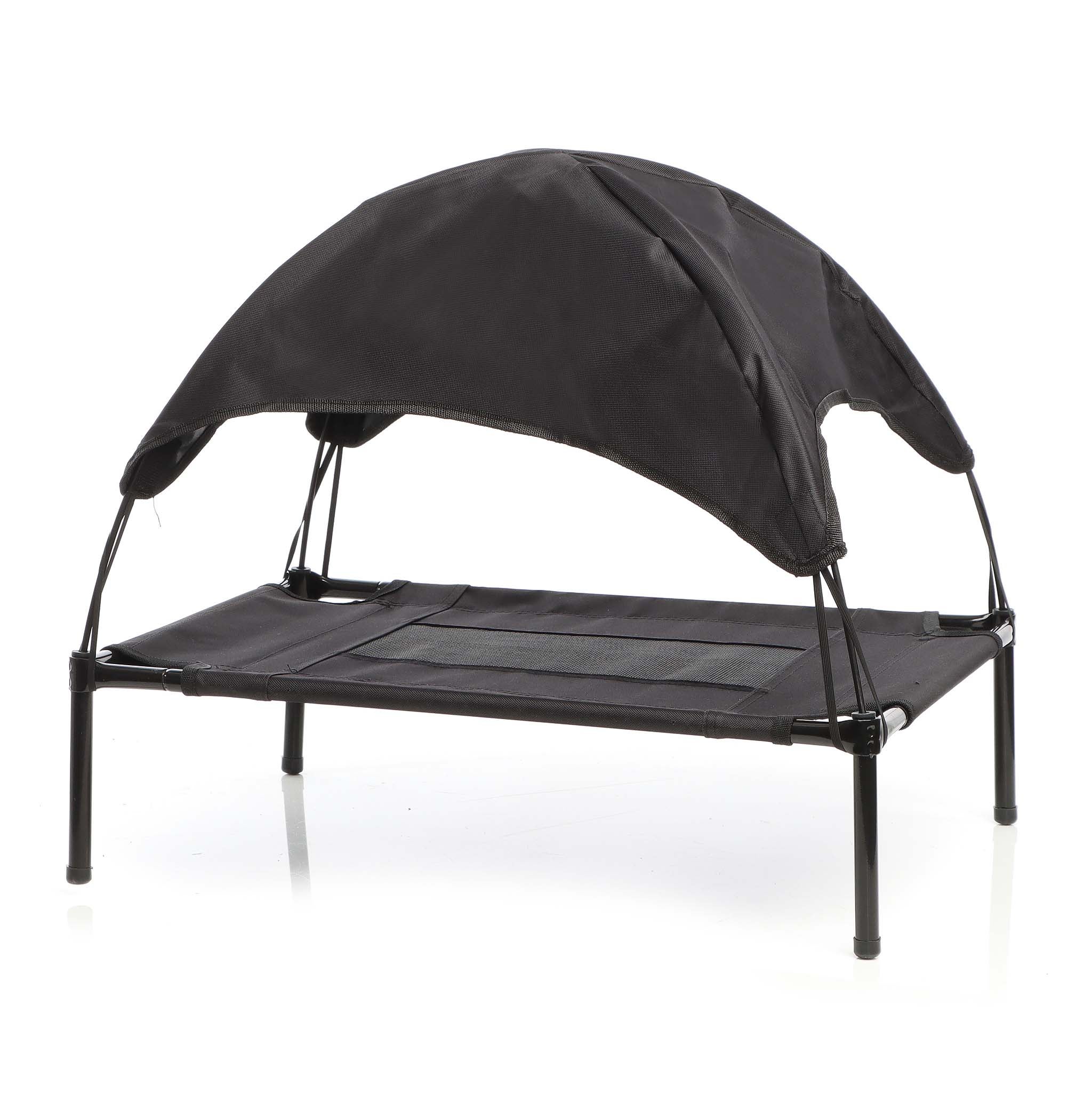 Transat pour chiens et chats avec Toit – couleur Noire – S / 60 x 45 x 50 cm – 15 kg max – en tissu Oxford – Lit de camp relaxant surélevé… Wiltec - 2