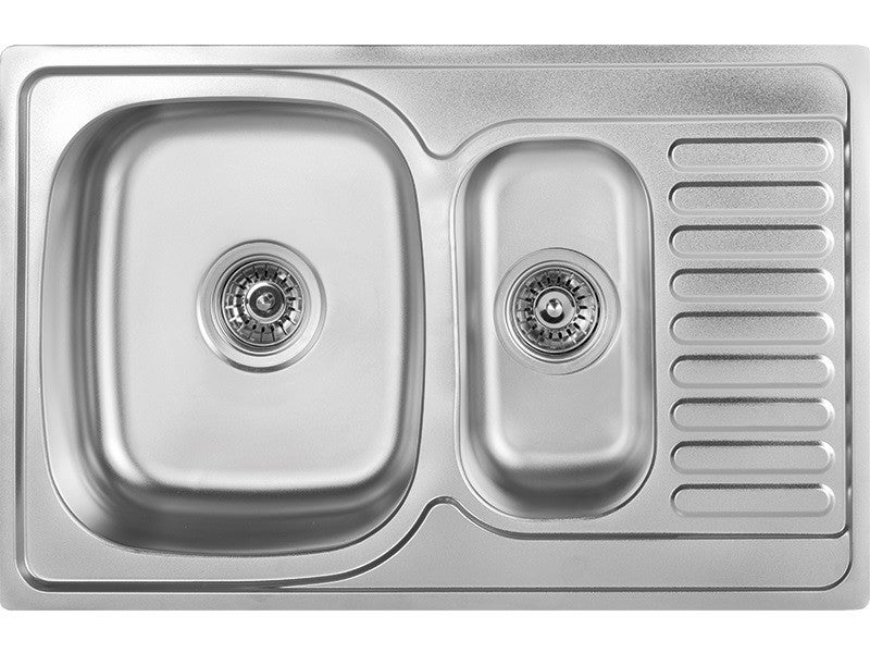 Zlewozmywak Kuchinox JUNAK stalowy półtorakomorowy z ociekaczem wpuszczany 50x78 cm 1 szt.