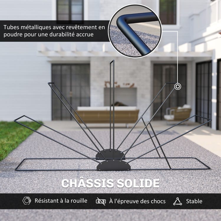 Abri de moto extérieur tente à moto housse de protection en tissu Oxford, 2 fenêtres, 345 x 135 x 191 cm, noir - 6