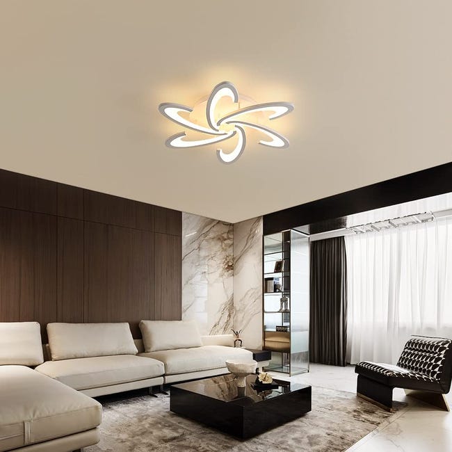 Plafoniera LED Moderna A Forma Di Fiore, 85cm, Dimmerabile Con Telecomando, Bianco E Oro Per Soggiorno E Camera